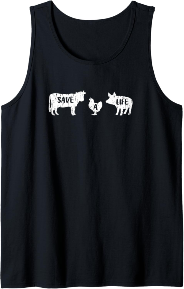 Save A Life Farm Animal Vegan Message Tank Top - Image 2